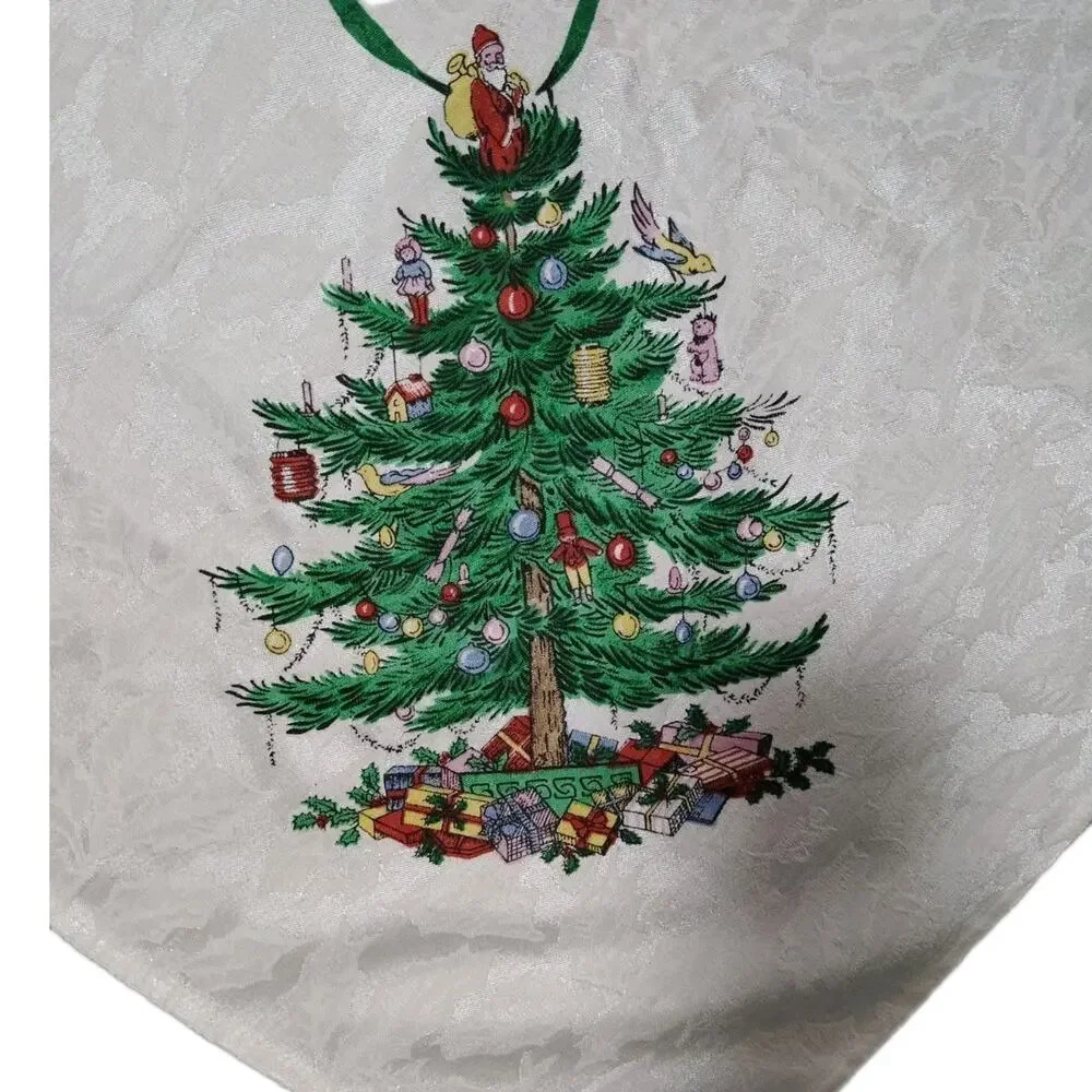 Spode X Large Christmas Tablecloth Border Print Tree Traditional 102x53